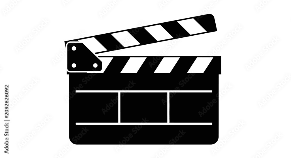 Fototapeta premium Clapperboard silhouette against a white background a classic film industry symbol silhouette filmmaking cinema movie