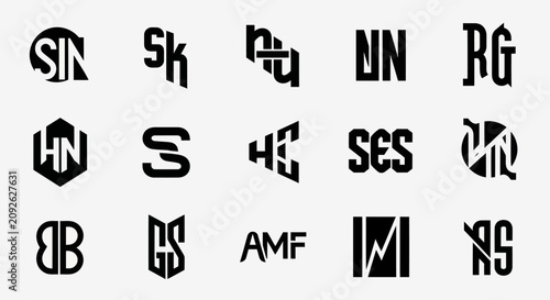 Modern Abstract Monograms and Logos - Black and White