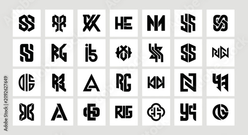 Modern Abstract Monograms and Logos - Geometric Letter Designs