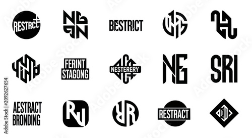 Modern Abstract Monograms and Logos Collection - Black and White Typography
