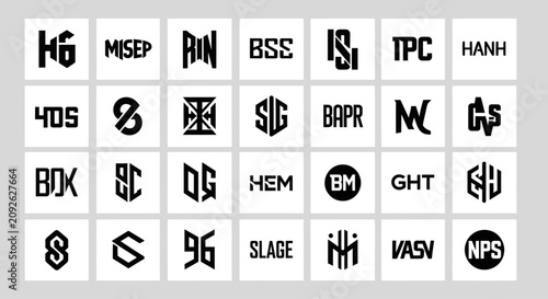 Modern Abstract Monograms and Logos Collection, Graphic Design Elements