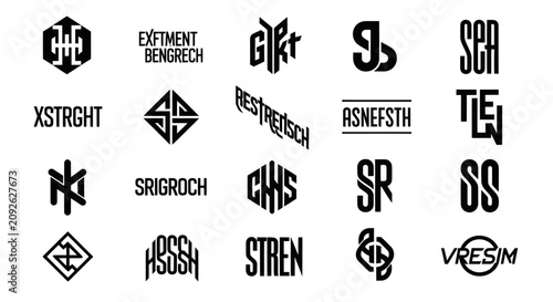 Modern Abstract Monograms and Logos Collection - Black and White Design