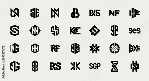 Modern Abstract Monograms and Logos Collection, Geometric Shapes, Business Identity