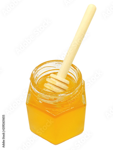 jar of honey isolated on white