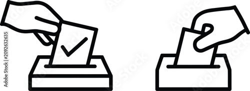 Photos Voting icons featuring ballot box, election, survey, polling station, and ballot