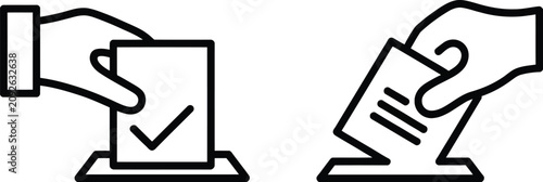 Tableau sur toile Voting icons featuring ballot box, election, survey, polling station, and ballot