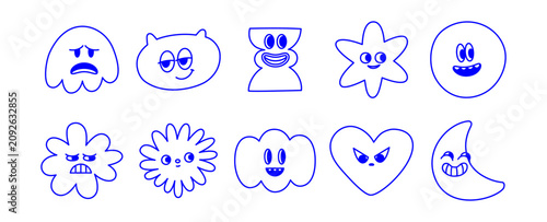 Vector illustration in trendy flat simple linear style, funny mascot and cartoon character, friendly sticker and badge for advertising, social media