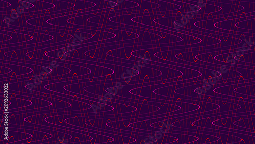 Abstract digital background with intersecting wave patterns in shades of red and magenta