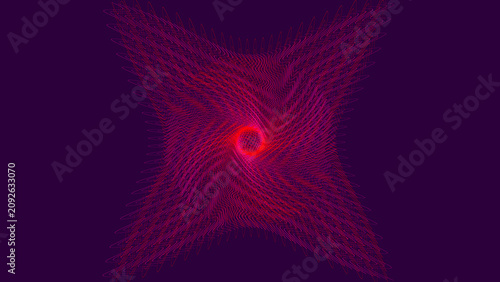 Abstract digital art featuring a glowing red swirling vortex pattern on a deep purple background