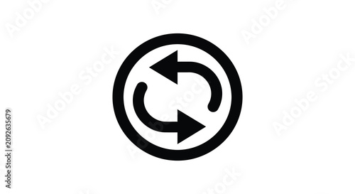 Fotografía Circular arrows icon with opposing curves on a white background