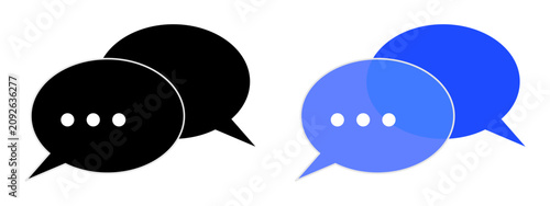 Chat Bubble Icon Set with Message Speech Bubbles Isolated on White Background