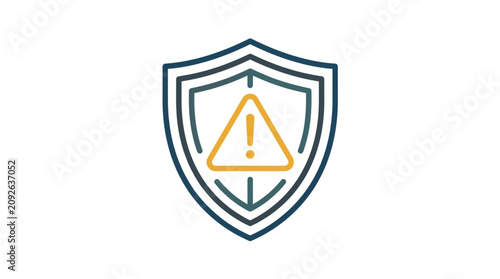 Tableau sur toile Shield Icon with Warning Triangle Symbol Inside.