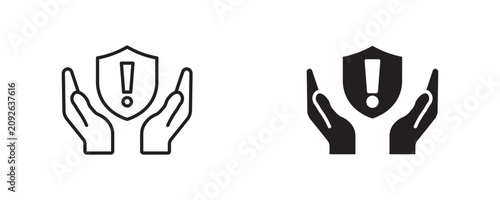 Photos Protection shield icon in outline and solid style, vector illustration