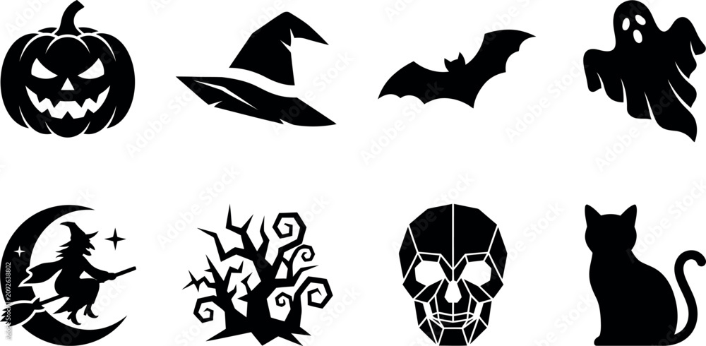 Fototapeta premium Classic pointy witch hat silhouette an essential accessory for magical Halloween costumes and spells