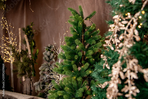christmas tree and decorations, cosy indoor holiday ornaments