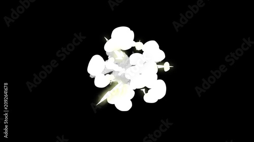 Advance alpha matte 4k explosion puff smoke dust blast fire animation fx, realistic shockwave jet loop vfx flash comic cartoon overlay stream chroma key background frame by frame black screen pack