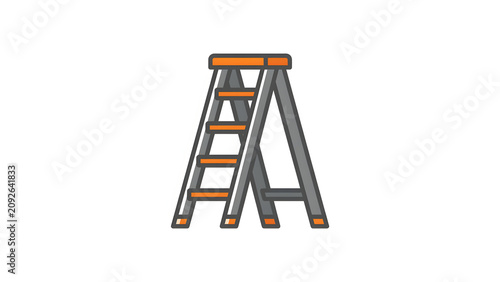 Simple gray and orange step ladder icon illustration