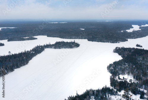 Tracks on Boundary Waters Area Lake in Snow