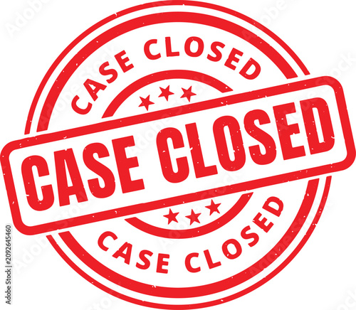 CASE CLOSED Circle Red Rubber Stamp Text Vector