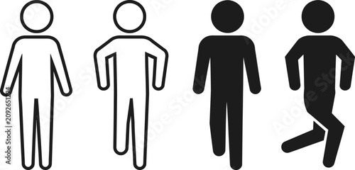 Foto Black silhouettes of a man facing forward and a woman in profile view, inside tw