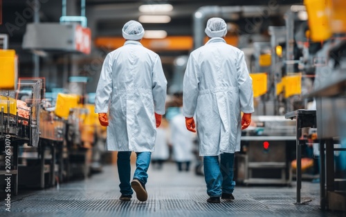 Male and Female Engineers Walking Away in Industrial Quality Control Setting