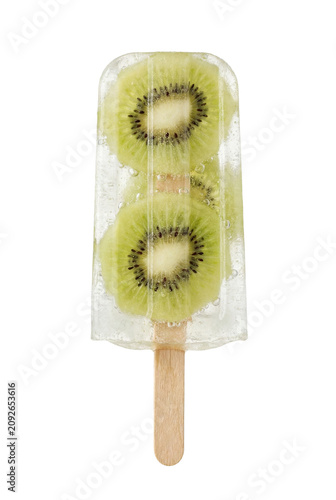Transparent kiwi slice ice pop isolated