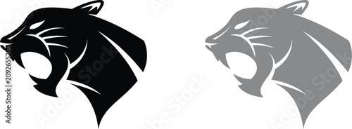 Photography Panther Head Logo Icon, Fierce Wild Cat Mascot Emblem, Modern Esports Animal Vec