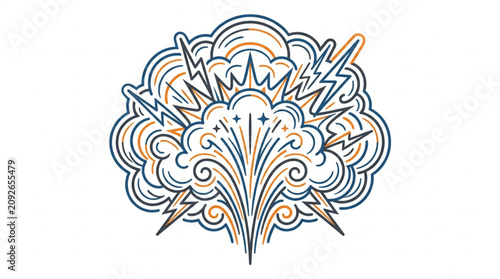 Φωτογραφία Explosion of abstract energy and lightning bolts.