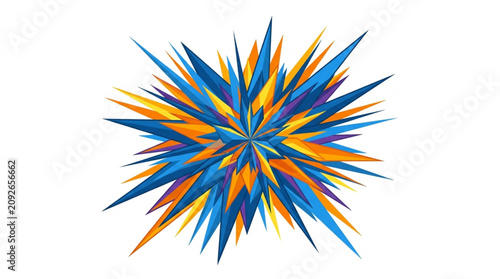 Fotografi Explosion of colorful abstract shards radiating outwards.