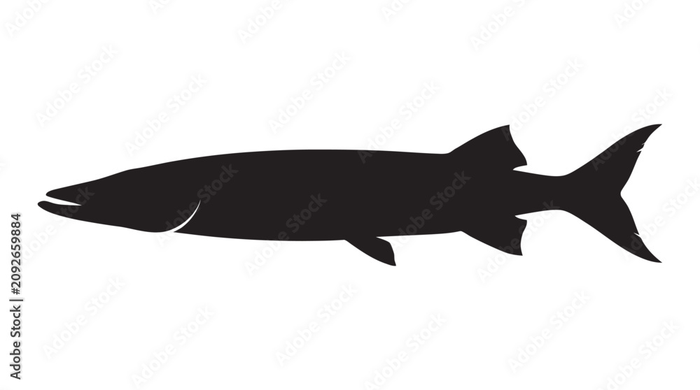 Obraz premium Fish Silhouette Against A White Background Black And White Silhouette