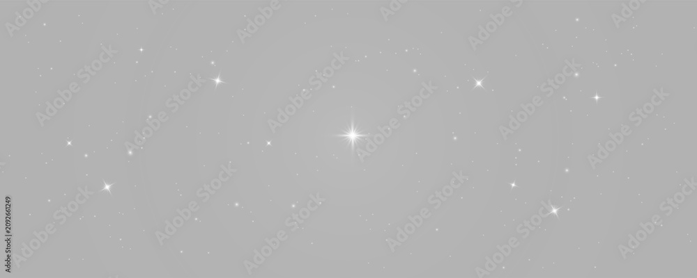 Fototapeta premium Sparkling stars twinkle in night sky with deep space galaxy glowing cosmic starlight, star, starry, starburst and celestial universe background isolated on transparent background