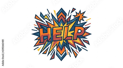 Konstfotografi Help word in comic book explosion style.