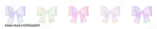 Photos Holographic Iridescent 3D Silky Ribbon Bow Set with Transparent Background, Past