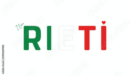 Canvastavla I love rieti, Typographic design of I love rieti on a white background, Flag typ