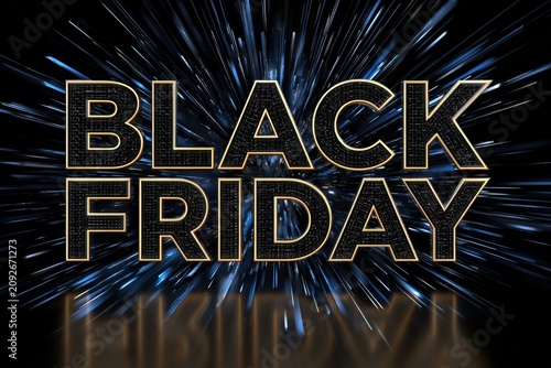 Black Friday Sale Concept Features Dark Background With Glowing Elements and Bright Lights for Seasonal Shopping Event