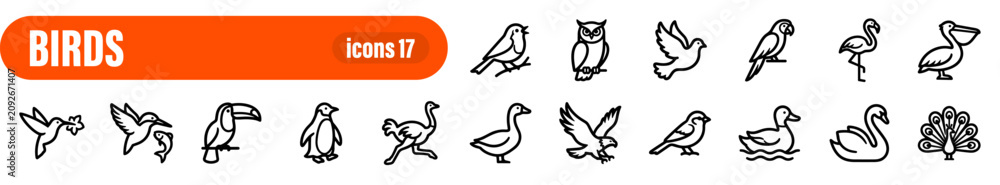 Obraz premium Birds and Wildlife Icon Set
