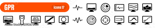 Foto GPR Ground Penetrating Radar and Analysis Icons Set