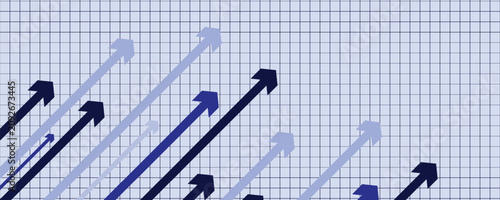 Obraz na płótnie Up arrows inclined graph paper growth rate development background