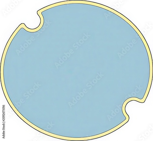 Circular Light Blue Graphic Element with Notched Edges on White Background