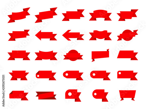 Tableau sur toile 25 iconos de cintas decorativas para etiquetas que representan insignias, banner