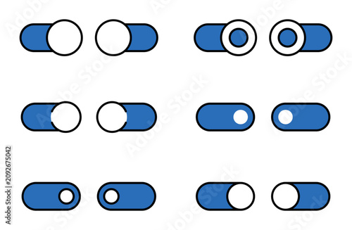 Foto Iconos de interruptores deslizantes para interfaces que representan activación,