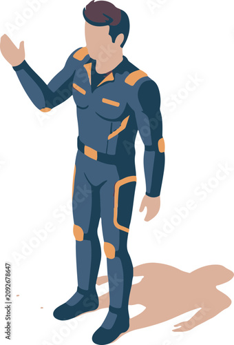 Vibrant Isometric Action Figure Icon