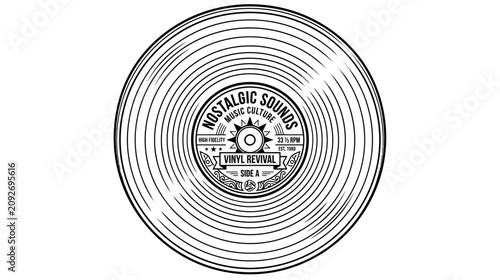 Tableau sur toile Vintage Vinyl Record with Nostalgic Sounds Label, Music Culture