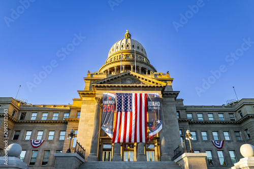 Idaho State Capitol Glows at Golden Sunset
