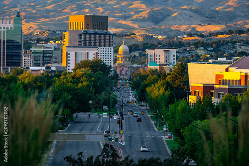 Boise Capitol Boulevard Skyline at Sunset