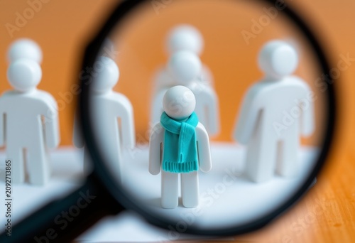 Person Figure Selected Through a Magnifying Glass