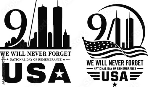911 Twin Towers Memorial Logo Set