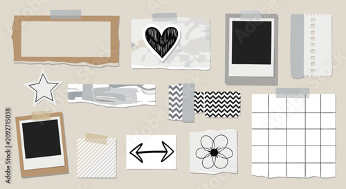 Bild auf Leinwand Scrapbook Paper Elements Vector Illustration Design Featuring Torn Paper Frames
