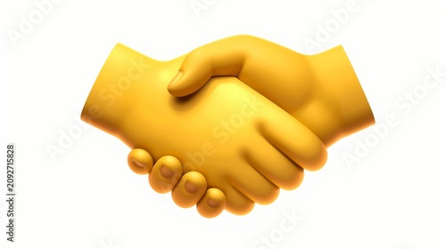 A pair of yellow hands shaking in a gesture of partnership and agreement