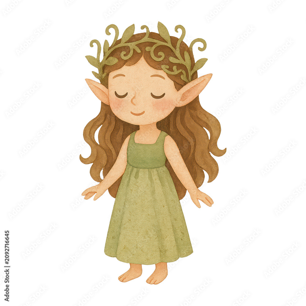 Obraz premium PNG Whimsical elf girl illustration